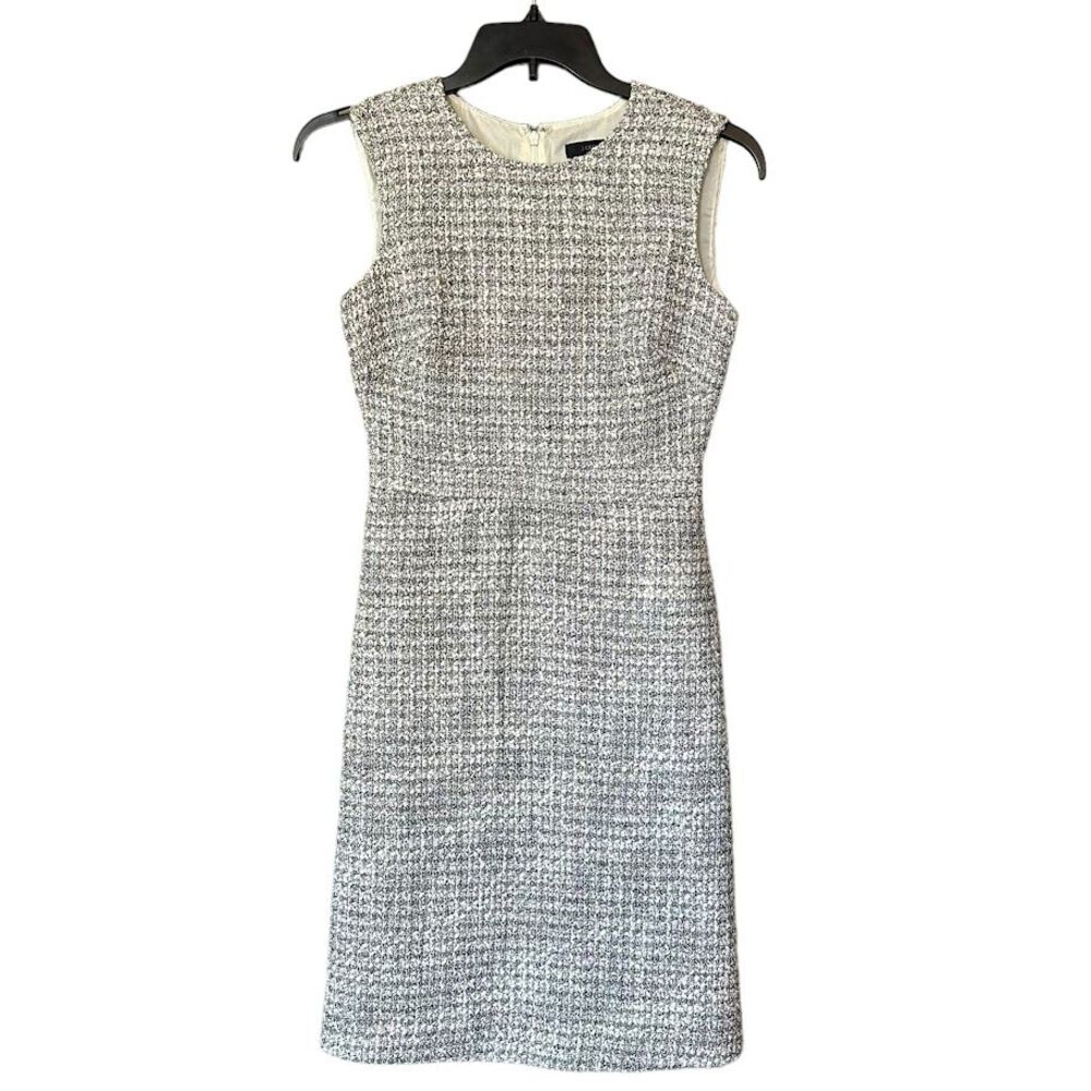 J.Crew Metallic Cream Silver Tweed Wool Blend Tank Sleeveless Sheath Dress 2
